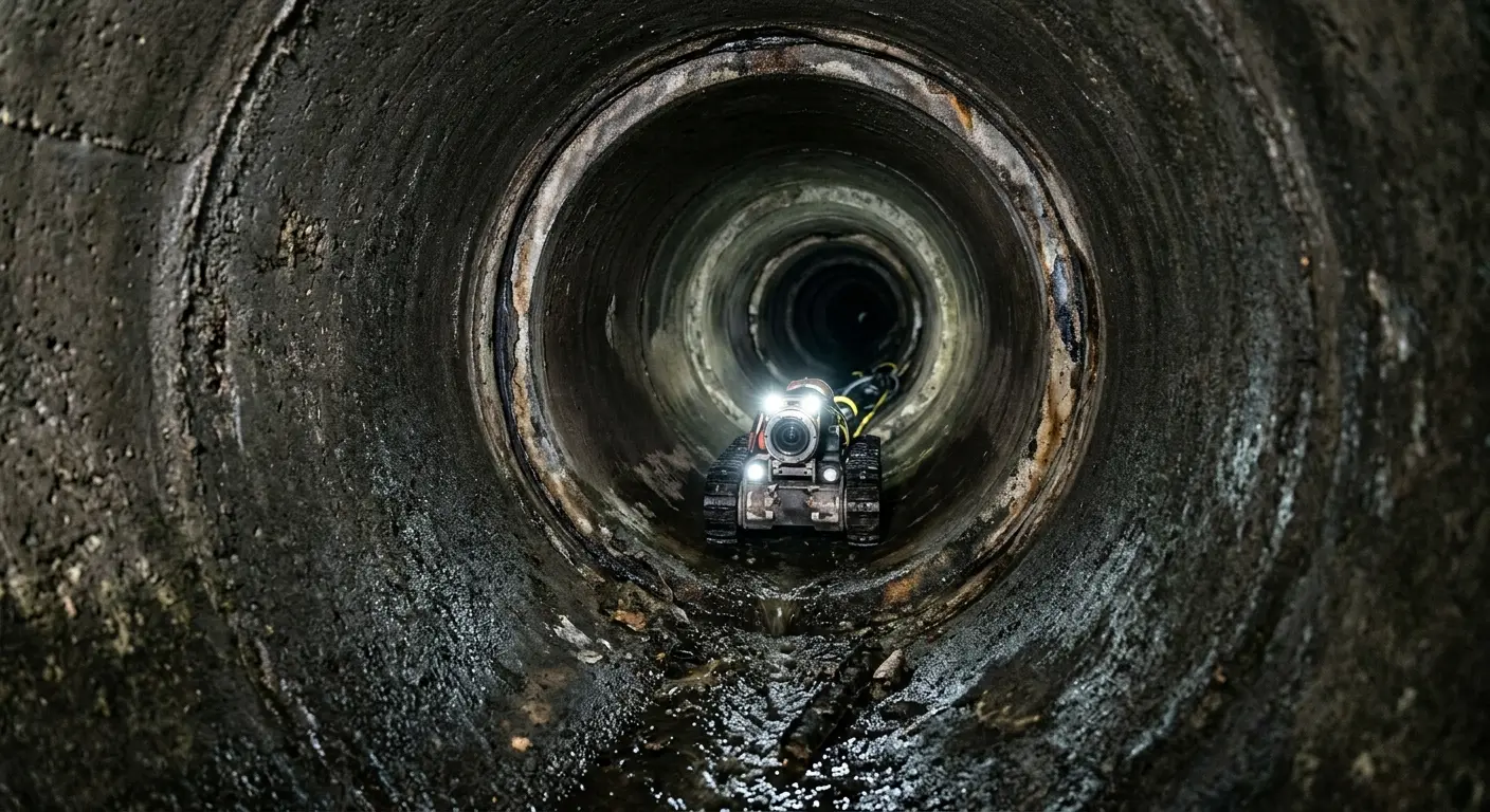 Robotic sewer camera inspecting pipe interior for Drain Snake Service in Seabrook